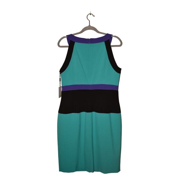 CALVIN KLEIN NEW $128 Sleeveless Colorblock‎ Sheath Dress Lined Size 12 - Picture 2 of 3